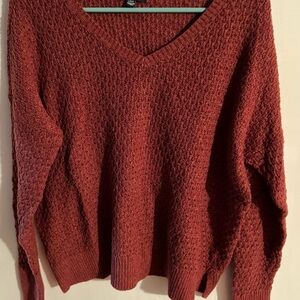 American Eagle Outfitters Large V-Neck Relaxed Sweater – Rust